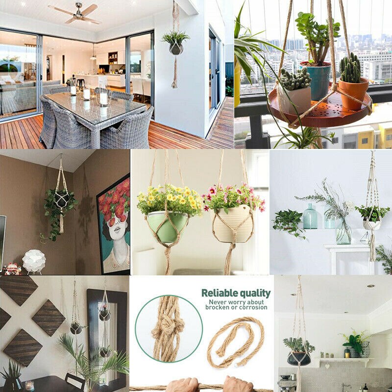 Handgemaakte Macrame Plant Hanger Bloempot Hanger Mand Lifting Touw Opknoping Pannenlap Voor Wanddecoratie Countyard Tuin