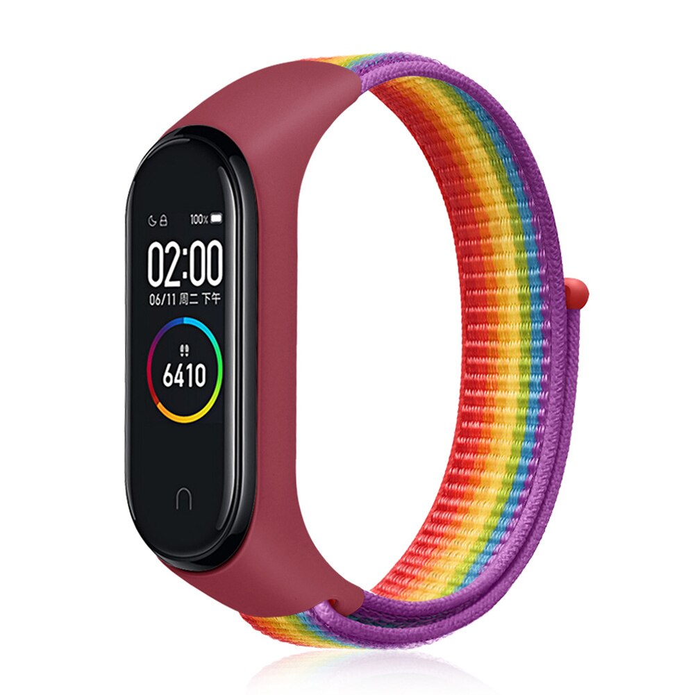 Nylon band voor xiaomi mi band 4 3 vervangbare armband mi band 4 3 polsband ademende armband voor xiaomi mi band 3 4 band: Middernachtblauw