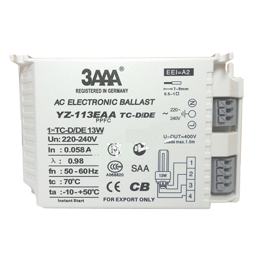 3 aaa yz -113 eaa yz -213 eaa tc-d /de 13w yz -126 eaa yz -226 eaa tc-t/tc -te 26w yz -132 eaa plc-t tc-te ac ppfc elektroniska förkopplingsdon