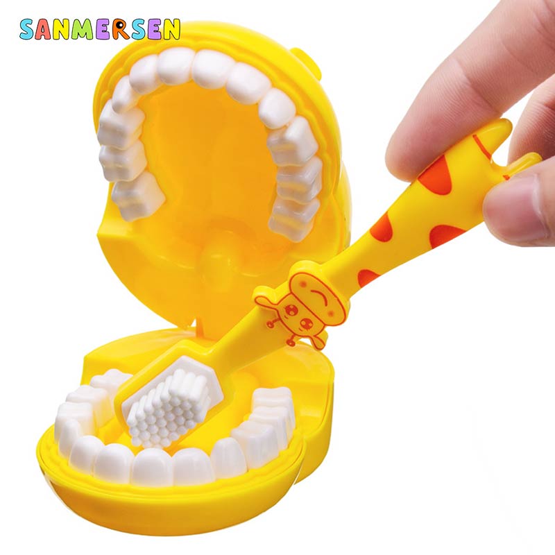 Giraff modellering tandläkare leksaker rollspel set tandborste låtsas lek sjukhus barn leksaker för barn tjejer