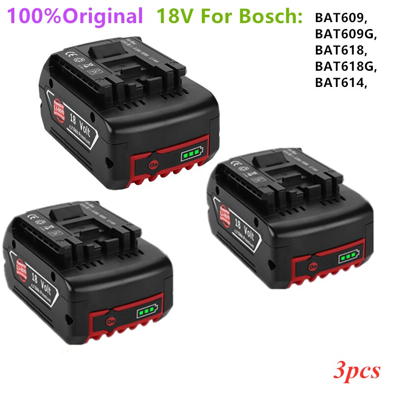 100% Original para taladro eléctrico Bosch, pila de iones de litio de 18V y 18000mAh, BAT609, BAT609G, BAT618, BAT618G, BAT614 +
