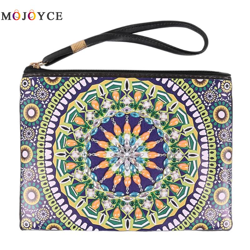 Women Wristlet Bags DIY Special Shaped Diamond Painting Zipper Wallet Women Clutch Coin Purses: Geometric 2