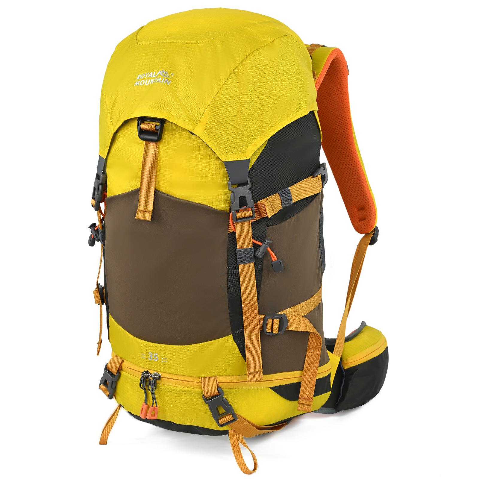 35L Camping Backpack Travel Bag For Men Large Capacity Outdoor Sport Trekking Hiking Mountaineering Shoulder Bag with Rain Cover: yellow color