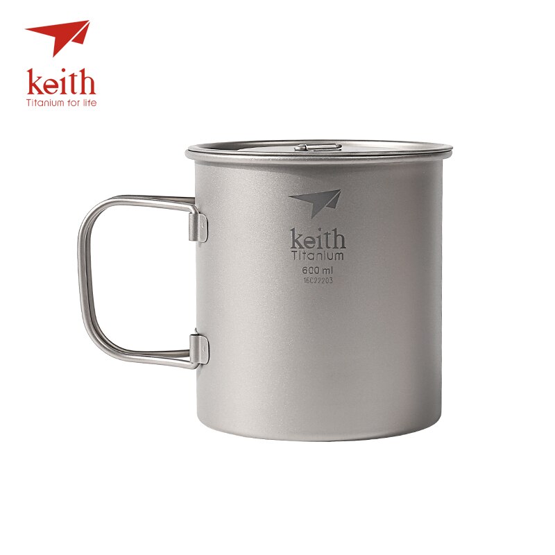 Keith draussen Titan Wasser Becher Mit Klapp Griffe Titan Deckel Getränk Camping Tassen Ultraleicht Reise Becher 220 ml-900 ml