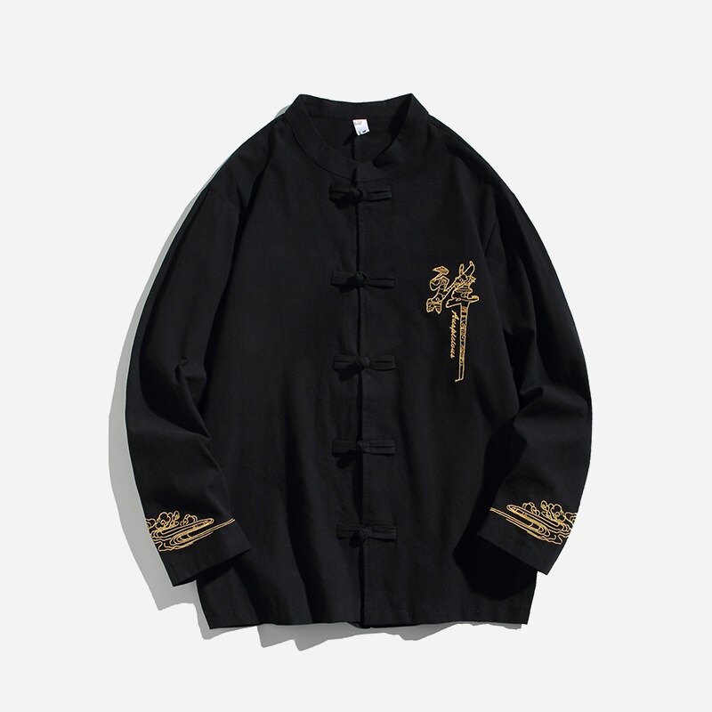 Traditional Chinese Clothing For Men Tang Suit Plus Size Hanfu Men Kung Fu Clothes Linen Harajuku Long Sleeve Coats Male 30692: 1 / L