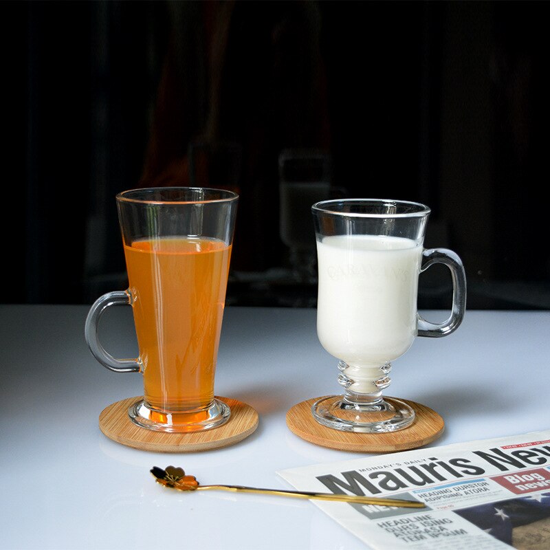 Coffee cup 250ml-285ml Irish coffee latte glass Juice smoothie cup Milk tea cup Inclined with handle Single transparent glass