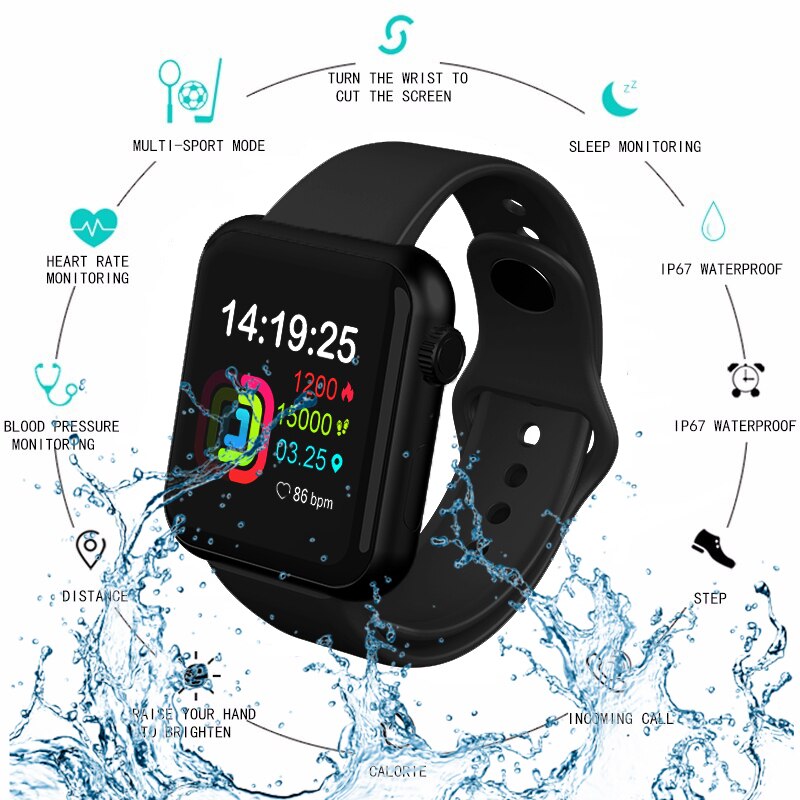 Herrklockorna pulsklocka smart armband sportklockor vattentät dam digital klocka för android ios telefon