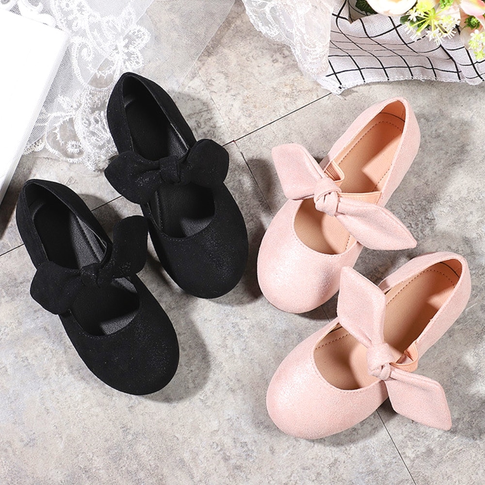 Toddler Girls Butterfly Bow Shoes Flower Girls Kid Pink Princess Flats Shoes Ballet Dancing Black Halloween Valentine's Day Shoe