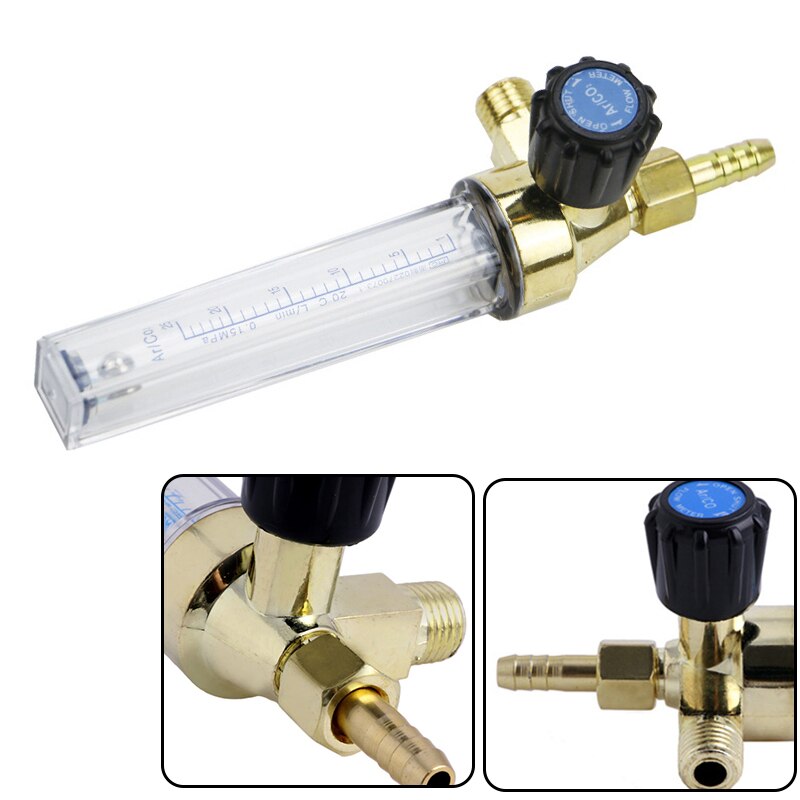 1pc 7mm barb argon flow meter 1/4pt 0.15 mpa gas  /co2 svejseregulator klar og guld