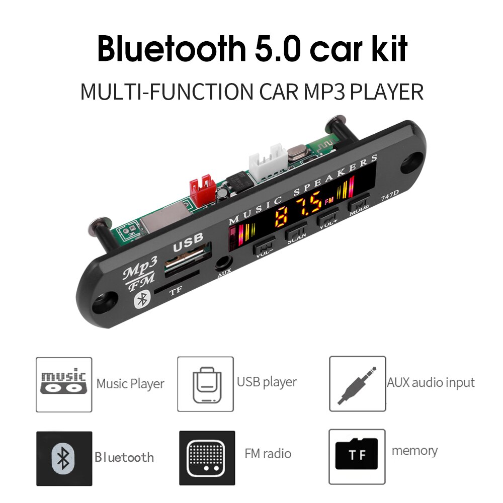 Kebidu 9v 12v auto  mp3 wma decoder board audio  mp3 player usb tf fm radio module wireless bluetooth 5,0 for car