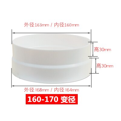 Universal Exhaust Hose Adapter Pvc Coupling Pipe Connector Fitting Diameter 80-200 Mm Duct Reducer for Air Ventilation Systems: 160-170mm