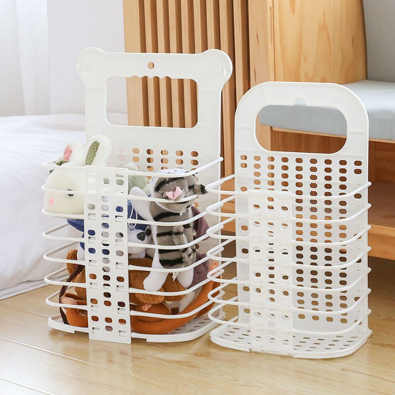 Verbeterde Plastic Vuile Wasmand Opvouwbare Thuis Vuile Wasmand Stevig Handvat Met 2 Geen Boren Haken