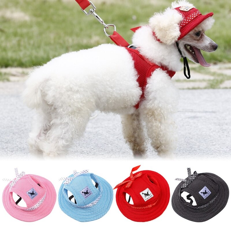 Casquette pour chien, en tissu d'été pour animaux de compagnie, en toile, chapeau de soleil respirant, en toile pour petit chien