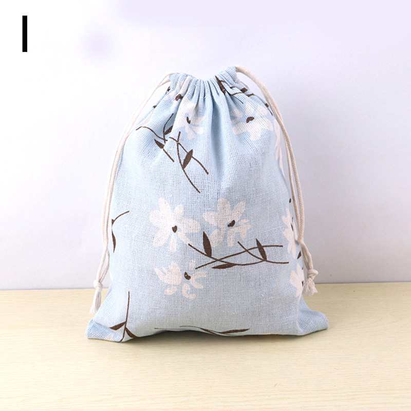 Bolsa de tela de lino y algodón, bolsa con cordón, estampado de plantas y animales bonitos, bolsa de almacenamiento de zapatos de tela de viaje para niños, estuche de maquillaje, bolsa de de Navidad: Multicolor / 9.5x9.5x11 cm