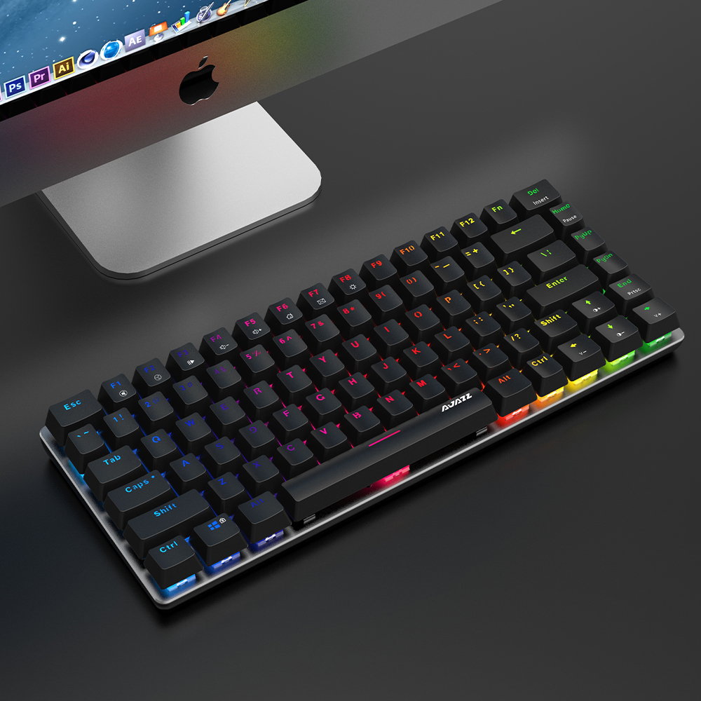 AJAZZ AK33 RGB Mechanical Keyboard Compact 82 Keys Anti-Ghosting Wired Gaming Keyboard for Win PC Gamer