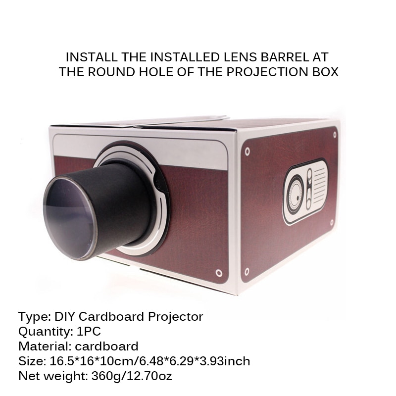 Portable DIY Retro Cardboard Projector Mini Projector Eco-Friendly Lightweight Mobile Phone Cinema Theater Support