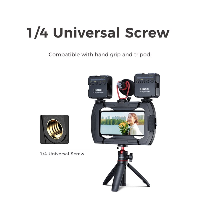 Ulanzi U-Rig Lite Handheld Kamera Halterung Handy Vlog Halterungen Halter Mit 3 Kalten Schuh Mic LED Licht expansion Stehen