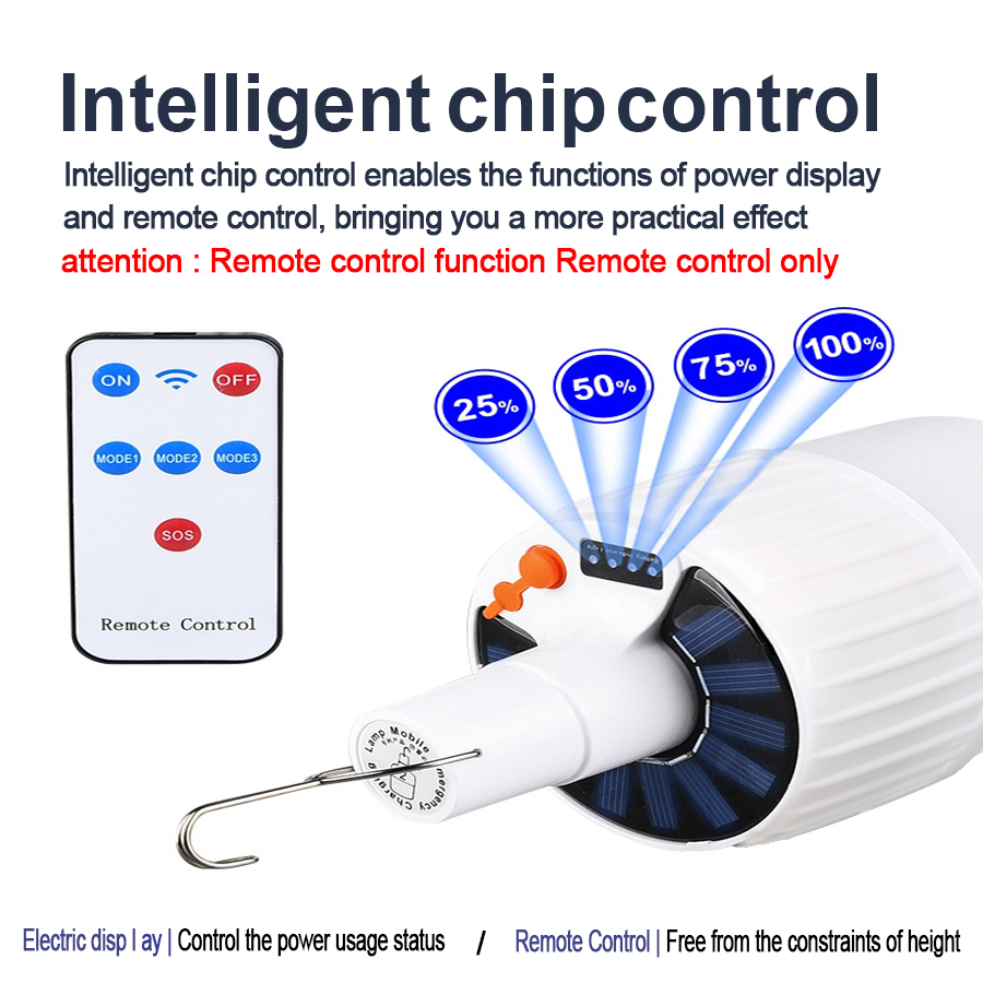 100W LED-campinglamp op zonne-energie Oplaadbare LED-bubbelwerklamp op zonne-energie met afstandsbediening Noodverlichting Tentwandelverlichting