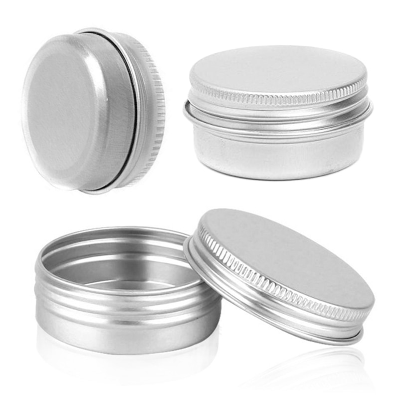 protable Small Aluminum box Refillable Containers Empty Cosmetic Silver Cans Round Screw thread Lip Cream Travel Packing Makeup