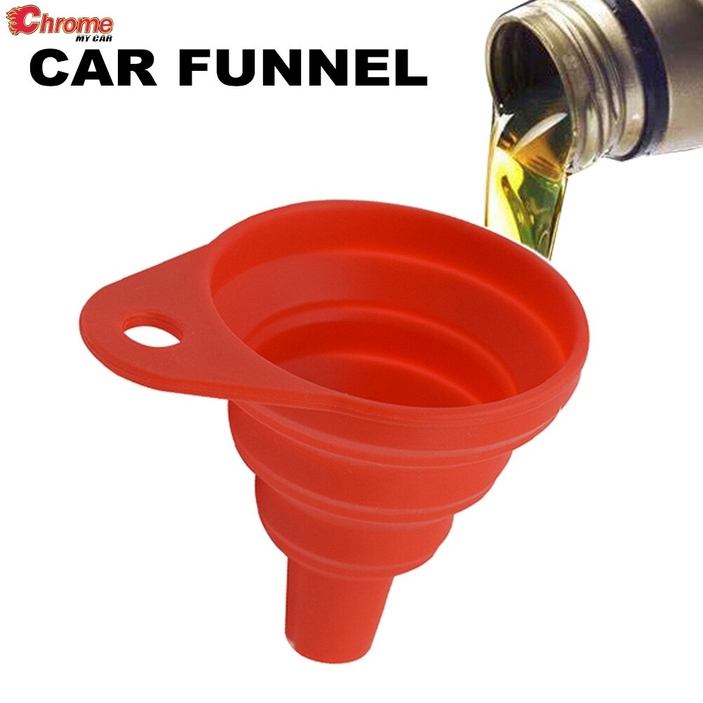 Car Universal Collapsible Silicone Auto Engine Funnel Gasoline Oil Fuel Petrol Diesel Liquid Washer Fluid Change Fill Transfer