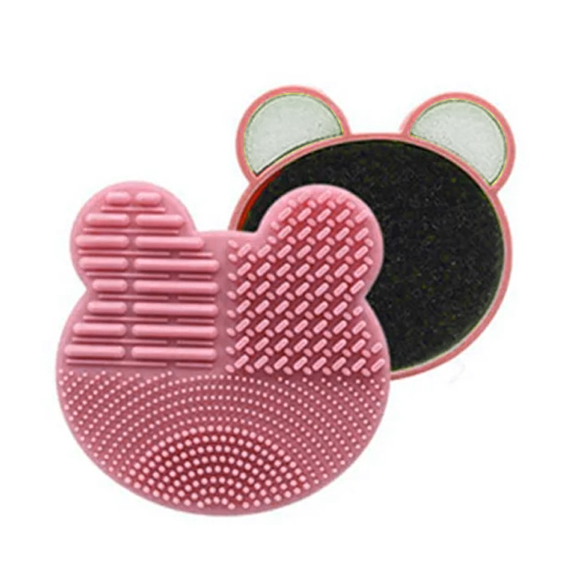 Limpiador de brochas de maquillaje de silicona, cuenco de limpieza de esponjas de polvo plegable, cepillos para sombra de ojos, estera suave de lavado, herramientas de belleza, caja de fregado: Beige