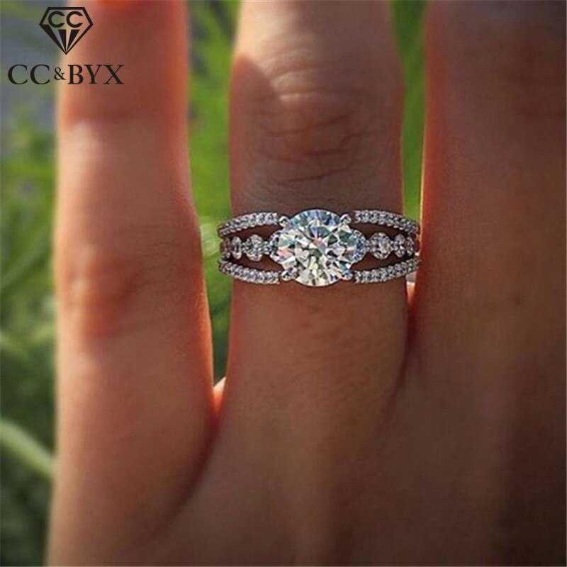 CC Vintage Jewelry Rings For Women Cubic Zirconia Round Stone Engagement Ring Bridal Wedding Anel CC2298