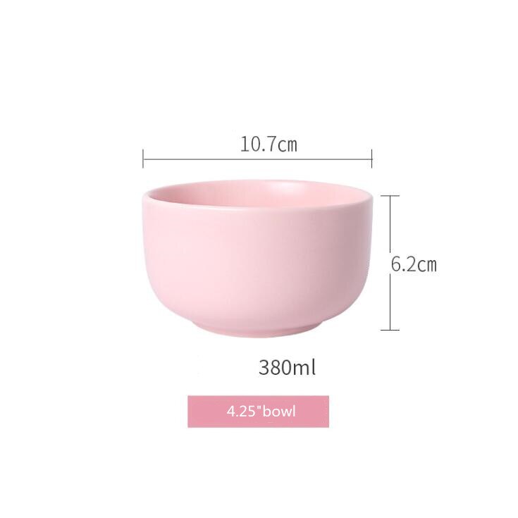 2 Colors Porcelain Dinner Plate Set Ceramic Tableware Food Dishes Rice Salad Noodles Bowl Soup Family Hotel Kitchen Cook Tool: 4.25pink bowl