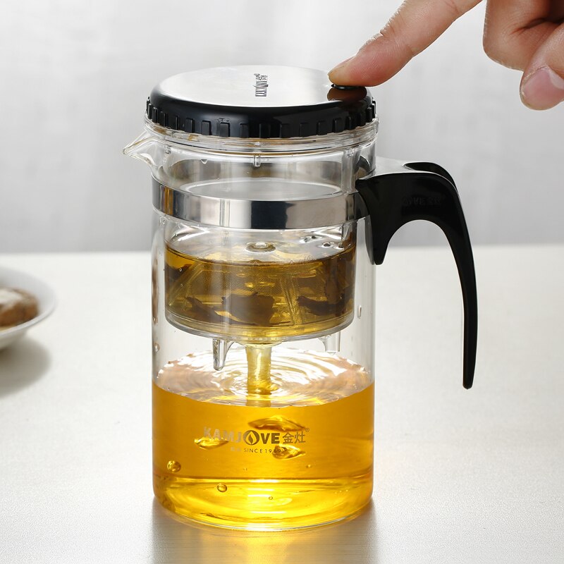 100% Genuine Kamjove TP-160 Art Tea Cup Teapot 500ml Glass tea Kettle strainer cup AUTO-OPEN tea set infuser de cha