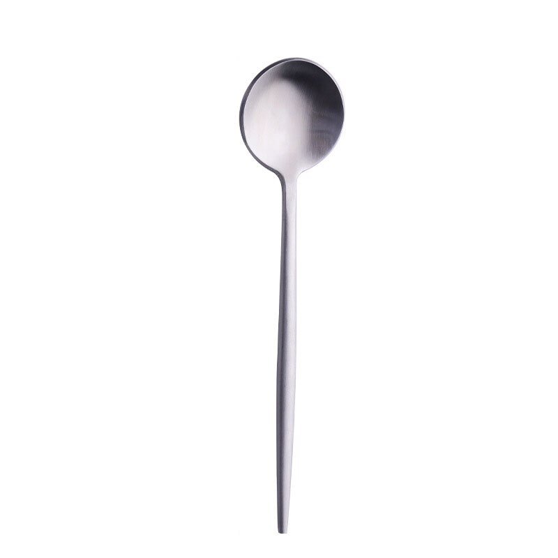 7 Colors Tea spoons Stainless Steel Small Coffee Spoons Gold Tableware Cutlery Unique Gold Small Dessert Spoon: Silver