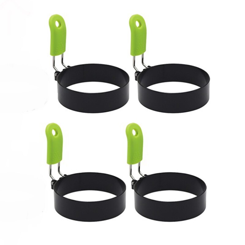 4 Stuks Ronde Ei Ringen, Anti-aanbak Roestvrij Staal Ei Ring Met Anti-Brandwonden Handvat Voor Muffins Pannenkoek Koken: Default Title