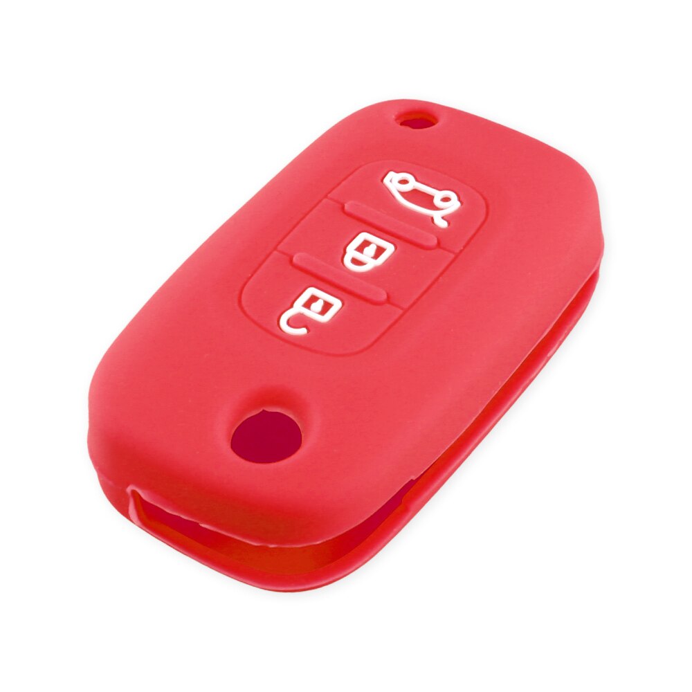 KEYYOU-funda de silicona para llave de coche, carcasa remota para vehículo LADA Vesta Granta XRay Kalina Priora Sedan Sport, Renault Fluence Clio Megane: Red