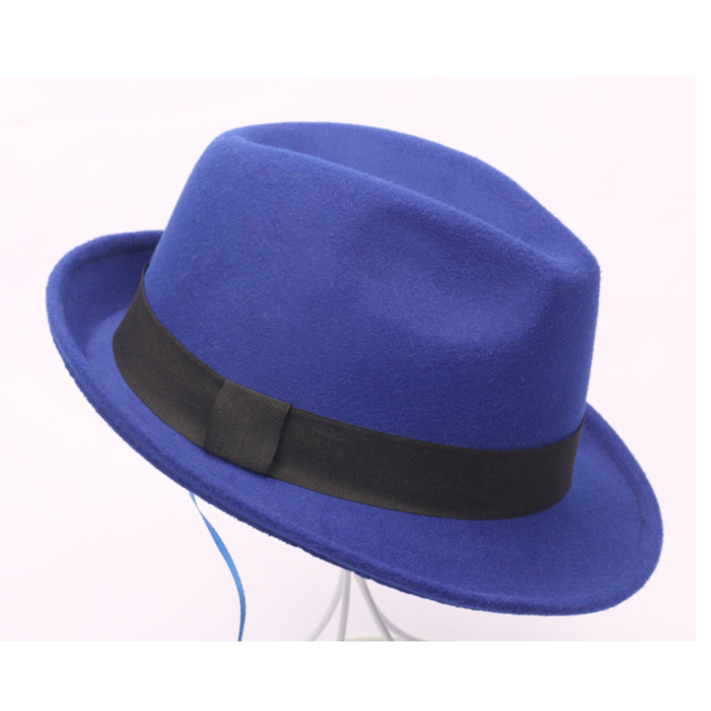 Gorras de Jazz de 9 colores, sombreros de Caballero de imitación de lana para mujeres y hombres, sombreros de fieltro para mujeres, gorras redondas europeas y americanas, sombreros con lazo: 2
