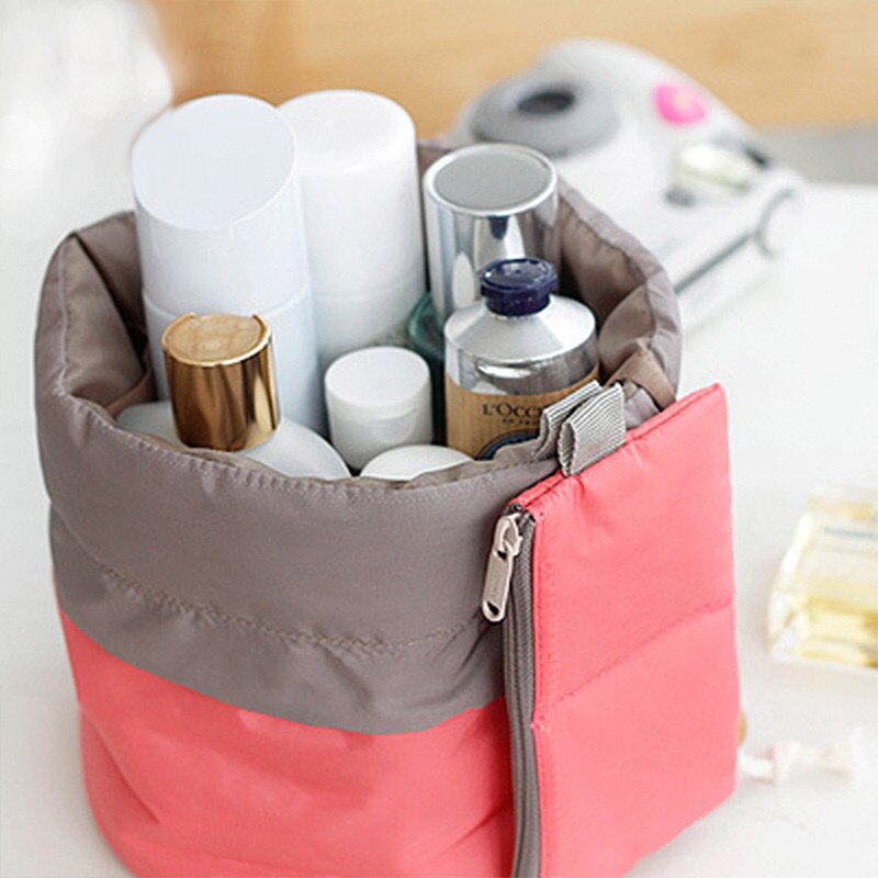 Aosbos Wasserdichte Reise Kosmetik Tasche Nylon Kordelzug Barrel Waschen Taschen Große Kapazität Frauen Kosmetik Make-Up Tasche