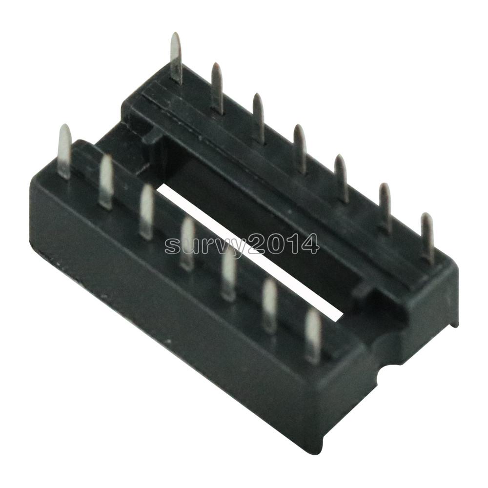 10PCS 14pin DIP IC Socket Adaptor Solder Type Socket Pitch Dual Wipe Contact