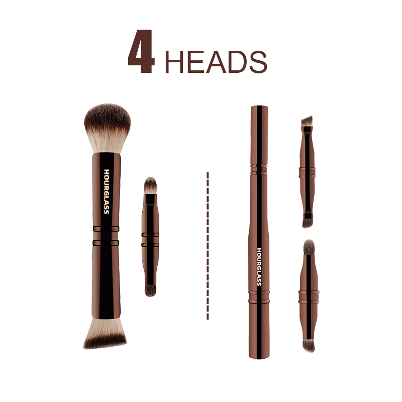 HOURGLASS 4-kops multifunctionele verborgen make-upborstel, voor poederfoundation concealer oogschaduw, goed voor reizen en cadeau