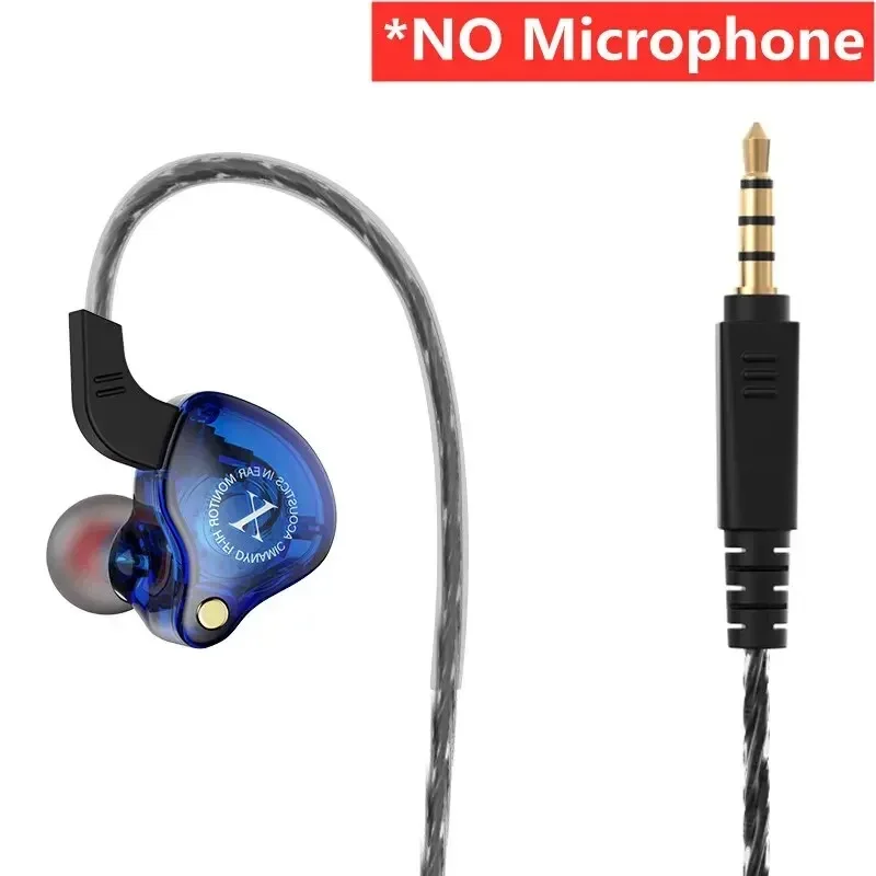 Gamer-Écouteurs filaires dynamiques X2, écouteurs HiFi, écouteurs RapBass, écouteurs intra-auriculaires, moniteur de jeu, casque antibruit sport, micro: Bleu