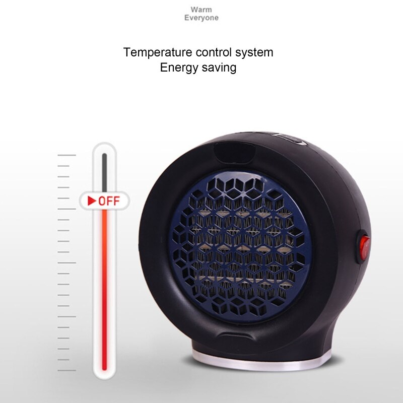Portable Round Electric Fan Heater Adjustable Thermostat Overheat Protection