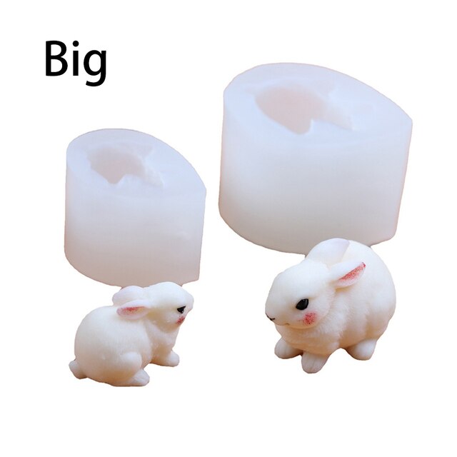 Simpatici stampi per candele coniglietto 3D coniglio stampo in silicone stampi per dolci aroma fai-da-te sapone argilla polimerica intonaco resina epossidica stampi per candele: bianca-grande