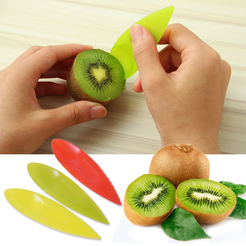 2 in 1 Plastic Fruit Mes Kiwi Lepel Keuken Accessoires 3 stks/set Willekeurige Kleur