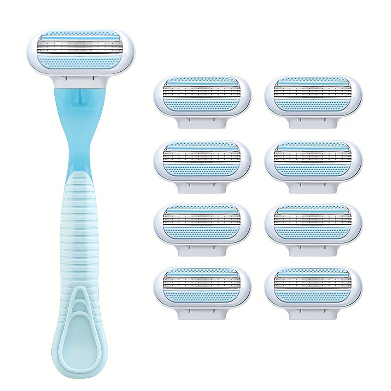 Bikini para el pelo del cuerpo para mujer, cuchilla de afeitar de seguridad de 3 capas, depilación de seguridad de acero inoxidable, cabezal reemplazable de maquinilla de afeitar: Blanco