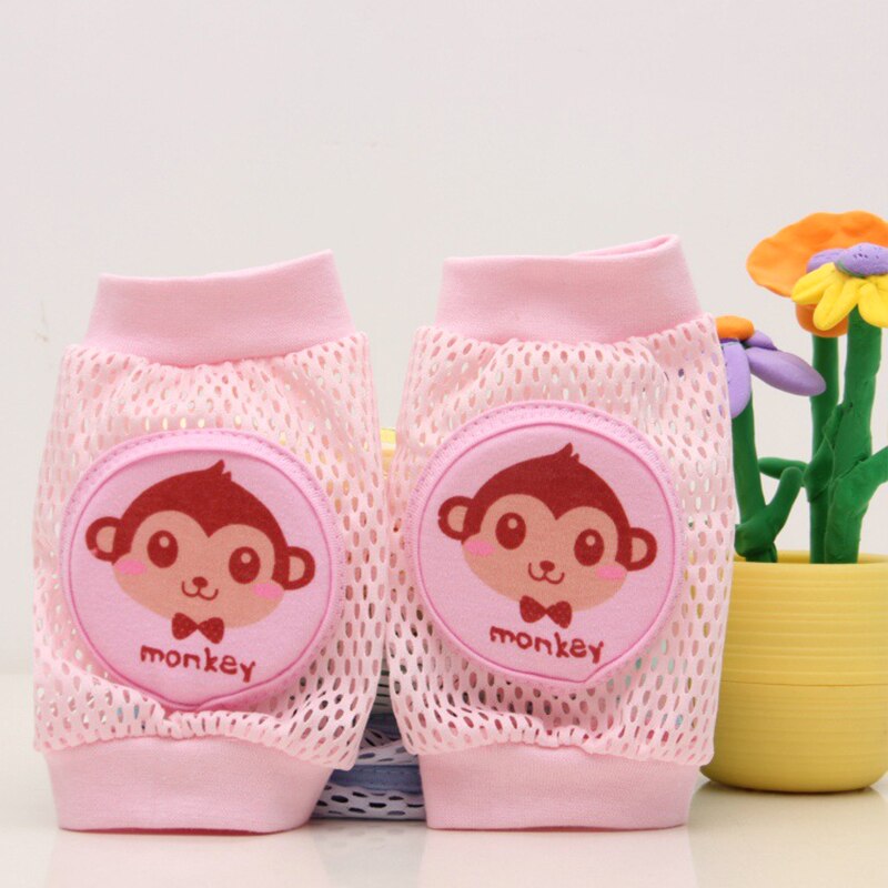 Baby Knee Pads Cartoon Baby Safety Crawling Elbow Cushion Toddlers Knee Pads Protective Gear: Pink-Monkey