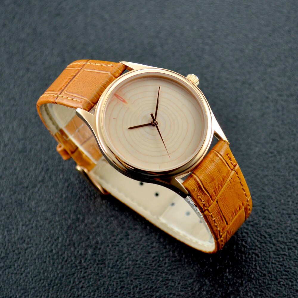 Boom Ring Horloge Rose Goud Unisex Wereldwijd