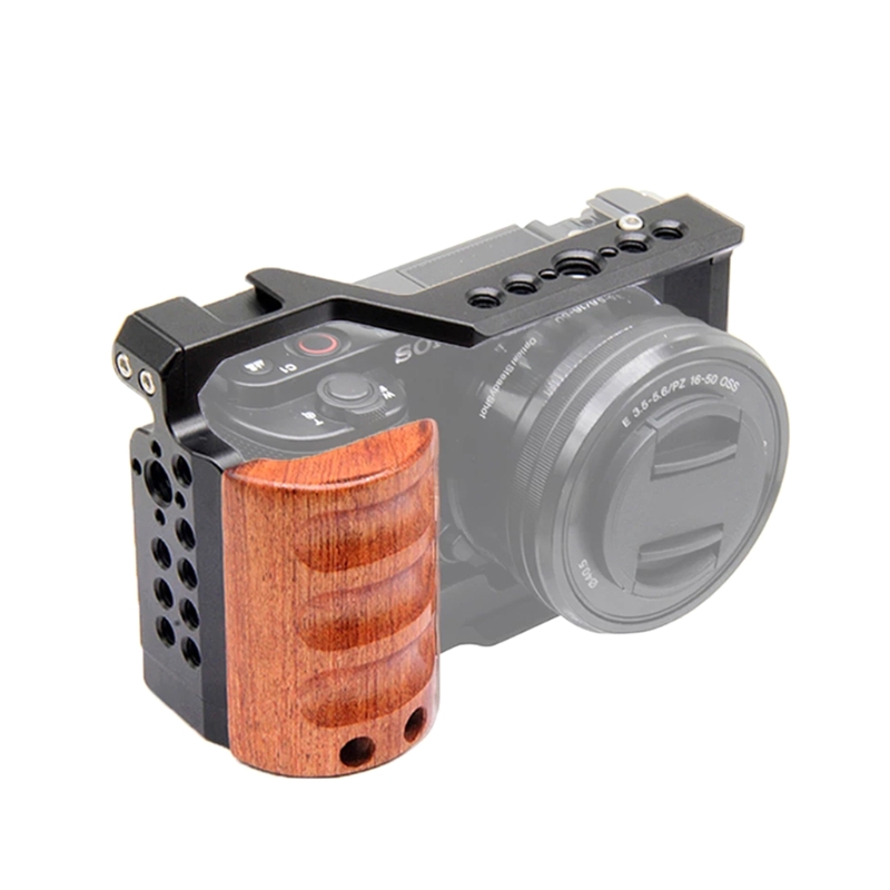 Stabilisateur de Cage de caméra en alliage d'aluminium ZV-E10, poignée en bois Compatible avec la caméra Vlog ZV-E10, accessoires pour chaussures froides