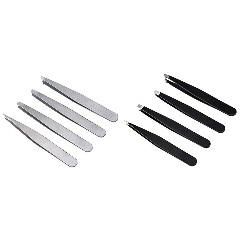 4 Pcs Tweezers For DIY Eyebrow Anti-Static Stainless Steel Tweezers Beauty Tool