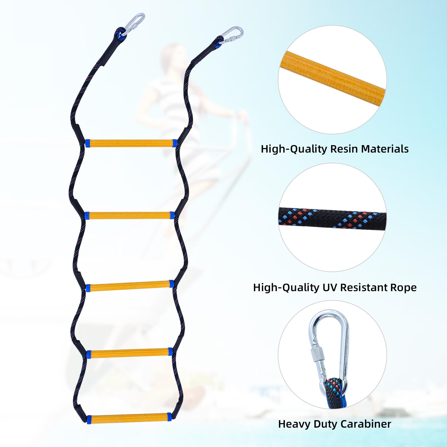 Boat Rope Safety Ladder Convenient For Swimming Diving And Ship Rescue Ideal for Swimmers Anglers And Family Water Activities