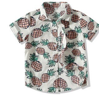 Toddle baby drenge ananas mønster skjorte drenges sommer kortærmet revers enkelt-breasted top 0-3y: 1 / 18m
