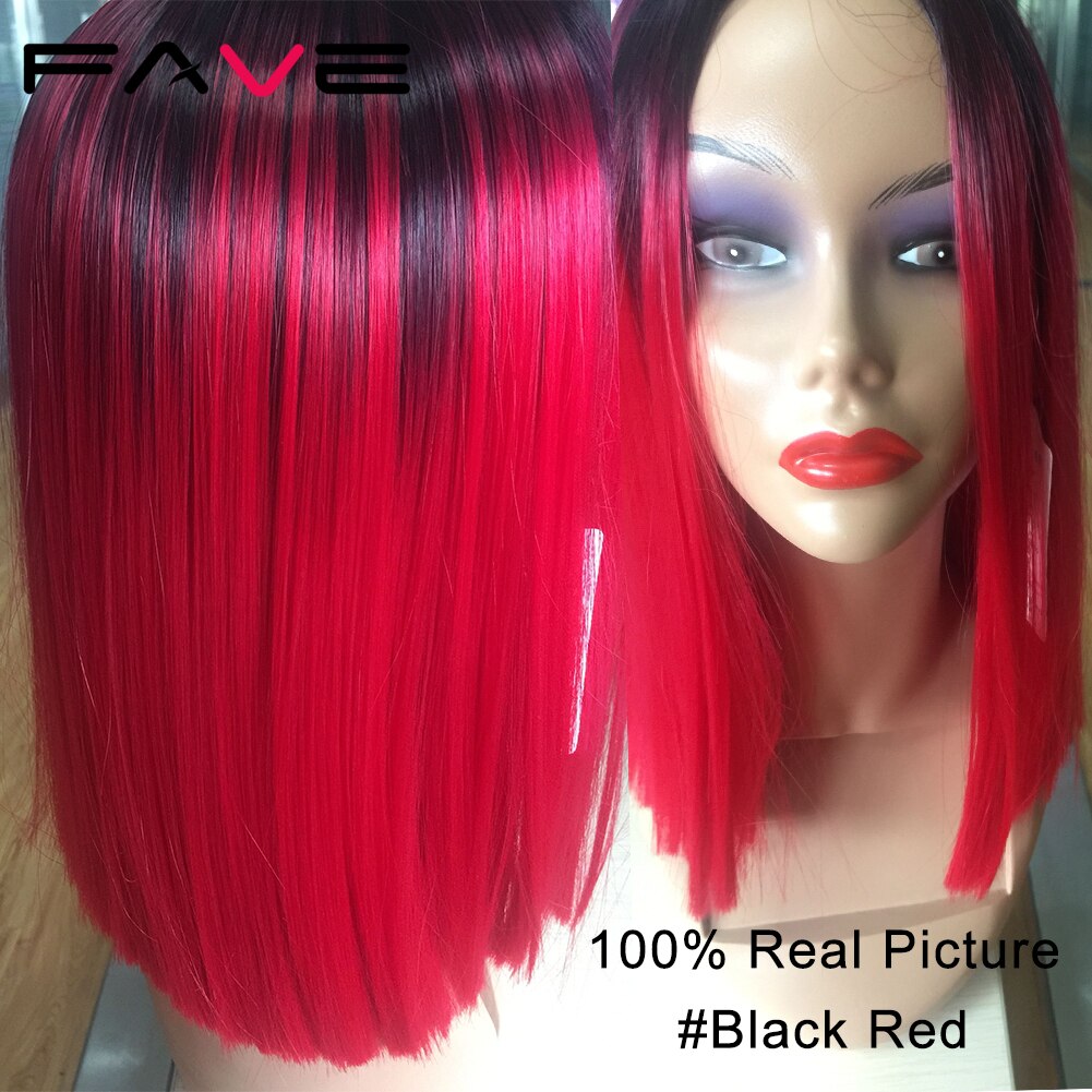 Yndlings syntetisk bob paryk lige sort rød pink blå grå orange farve varmebestandig fiber syntetisk cosplay festhår til kvinder
