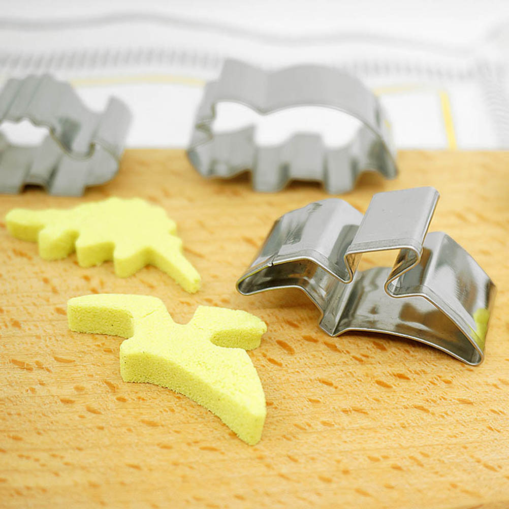 6Pcs Stainless Steel Cookie Cutters Fondant Cutters Biscuit Dinosaur Shape Nontoxic Food Grade Cake Decorating Tool Cutter Mold
