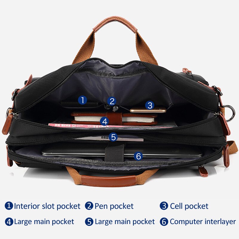 17 Inch Convertible Briefcase For Men Business Handbag Messenger Bag Casual Laptop Multifunctional Travel Bags Male