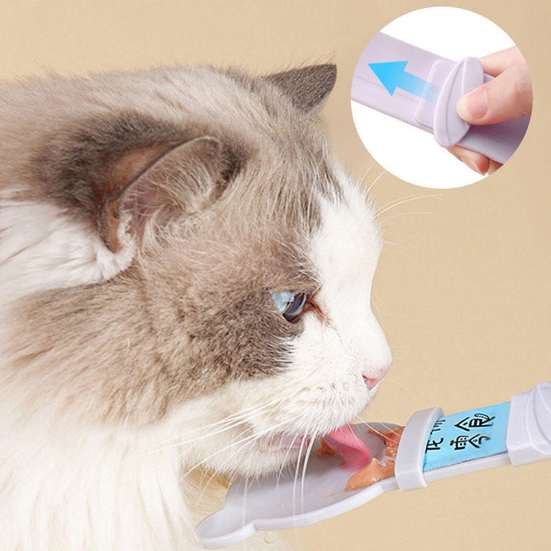 Colher de alimentação para gatos, para alimentos semiríquidos molhados, colheres de apertar para gatos, suprimentos para alimentação de guloseimas e suplementos úmidos